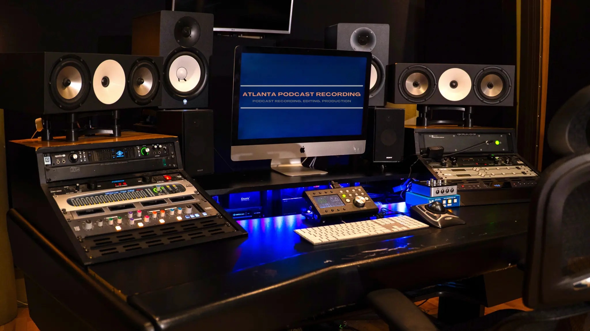 Professional mixing console and studio monitors
